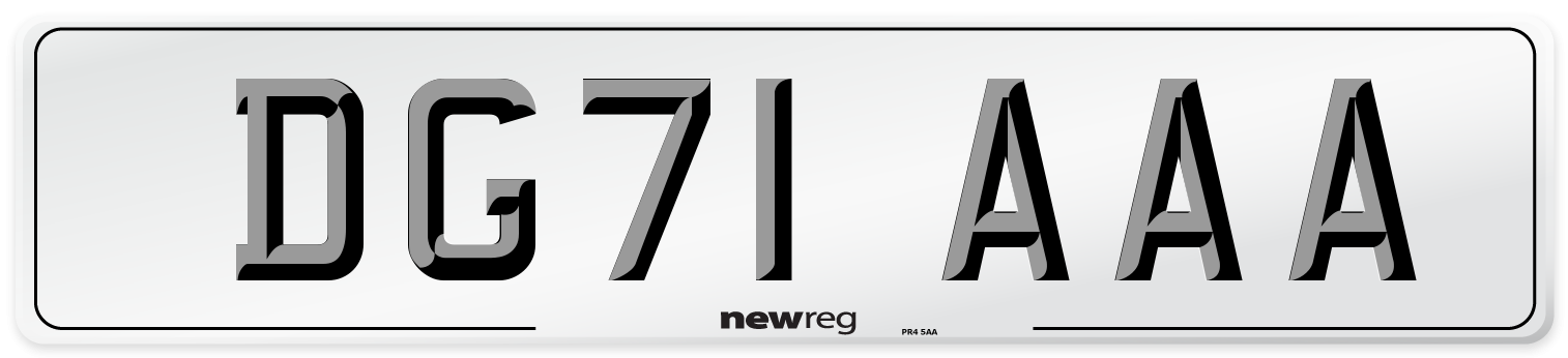 DG71 AAA Number Plate from New Reg